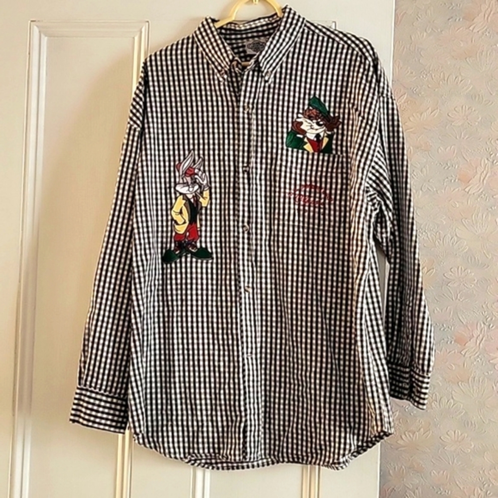 Looney Tunes Bugs Bunny & Taz Acme Clothing Checkered Shirt - XL